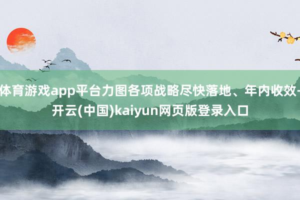 体育游戏app平台力图各项战略尽快落地、年内收效-开云(中国)kaiyun网页版登录入口